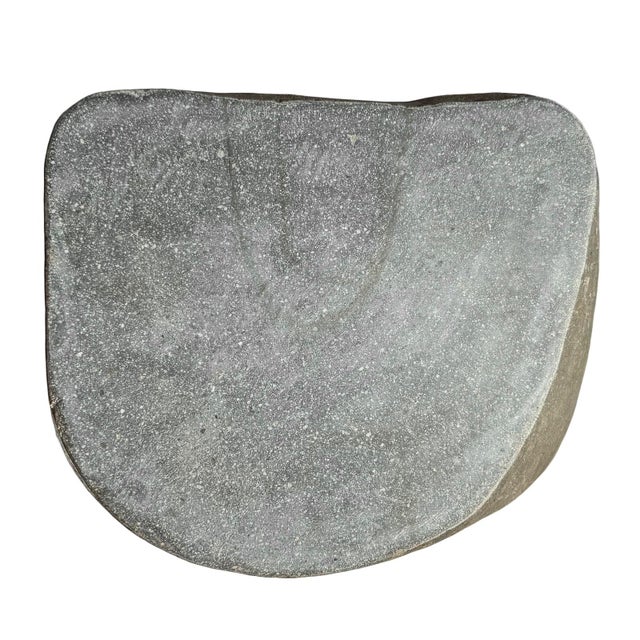 Contemporary Boulder Stone Outdoor Side Table Stool For Sale - Image 3 of 4