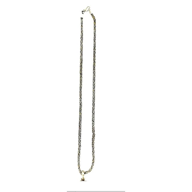Metal Mid 20th Century Large Sajen Sterling Bone Gemstone Goddess on Woven Sterling Chain Necklace For Sale - Image 7 of 7