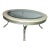 Maitland Smith Style Round Stone & Beveled Glass Coffee Table W/Burnished Silver Legs For Sale