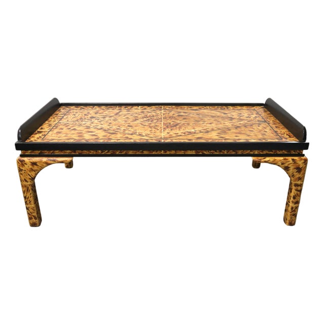 50"*28"*21 Custom Lacquered Faux-Tortoise Coffee Table. For Sale
