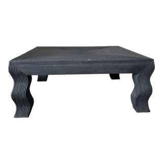 Ernest C. Masi Style Black Painted Pencil Reed Rattan Coffee Table Sold For Sale