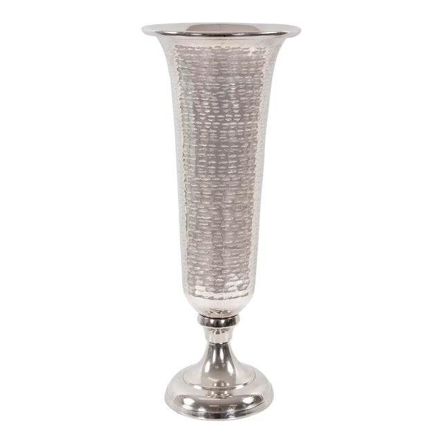 The Hammered Em Dash Tall Flared Trumpet Vase, Large For Sale