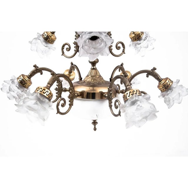 1950s Brass Chandelier, Western Europe, 1950s For Sale - Image 5 of 9