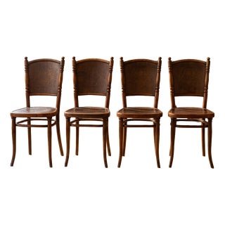 Vintage Bentwood Chairs by Jacob & Josef Kohn, 1950s, Set of 4 For Sale