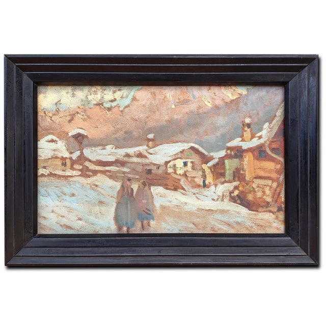 Winter Landscape in Vigo Di Fassa, 1921, Oil on Board, Framed For Sale - Image 13 of 13