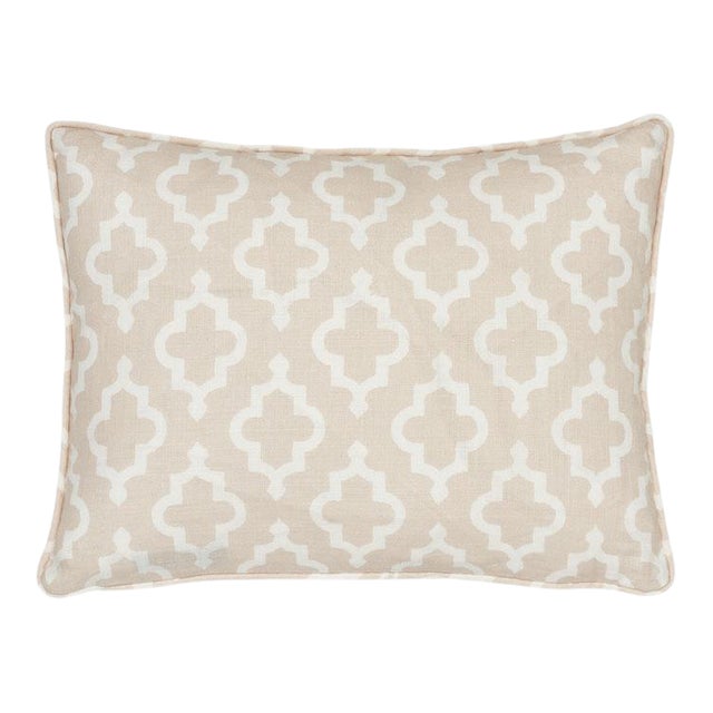 Schumacher X Veere Grenney Jake 18" Lumbar Pillow in Quiet Pink For Sale