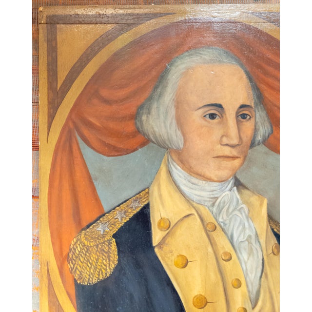 Early 20th Century Naive Folk Art Portrait Painting of General George Washington For Sale - Image 4 of 11