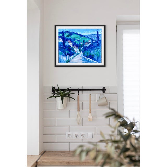 Contemporary Blue Village Oil Landscape Painting For Sale In Reno/Lake Tahoe - Image 6 of 9