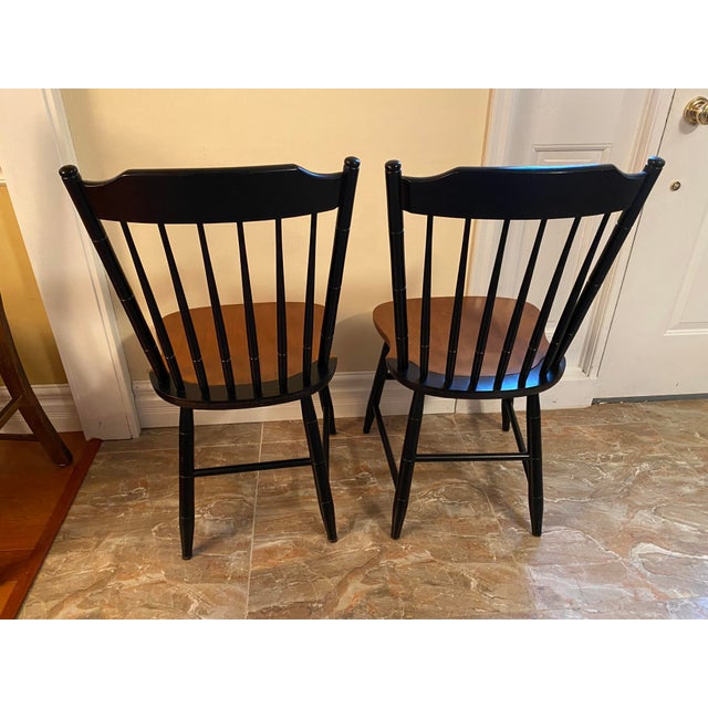 1960s Ethan Allen Hitchcock Pineapple Stencil Back Chairs a Pair