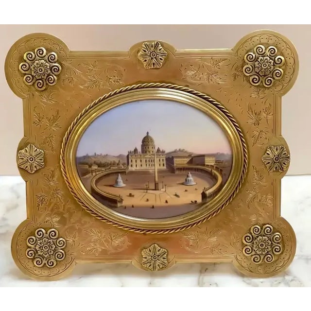 Grand Tour 19th C Grand Tour Painting on Porcelain View of Vatican/St. Peter's Basilica For Sale - Image 3 of 13