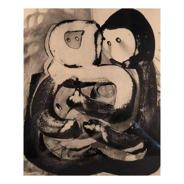 Anne De Vriese-Jernander, Couple and Child, 1974, Mixed Media on Paper, Framed For Sale