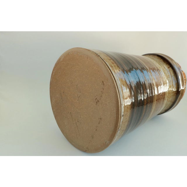 Wood Ombre Stoneware Canister With Cork Plug Lid For Sale - Image 7 of 8