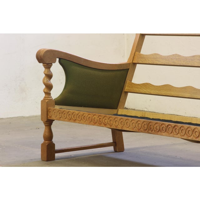 Low Back Three-Seater Sofa in Oak by Henning Kjærnulf, 1960s For Sale - Image 11 of 14
