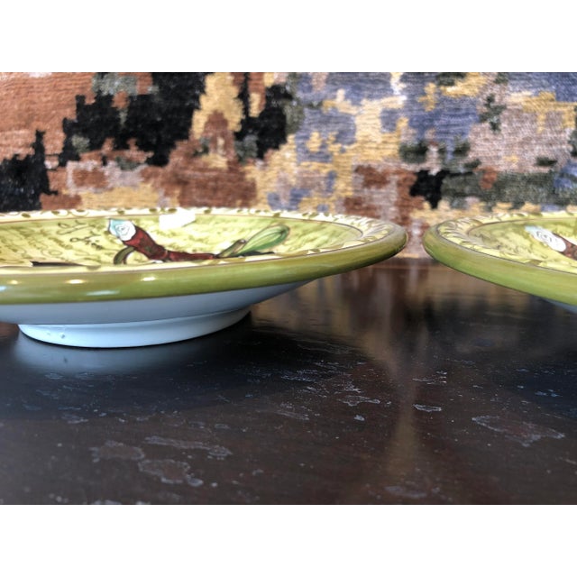 Traditional 1990s Italian Hand Painted Round Ceramic Fig Wall Plates - a Pair For Sale - Image 3 of 9