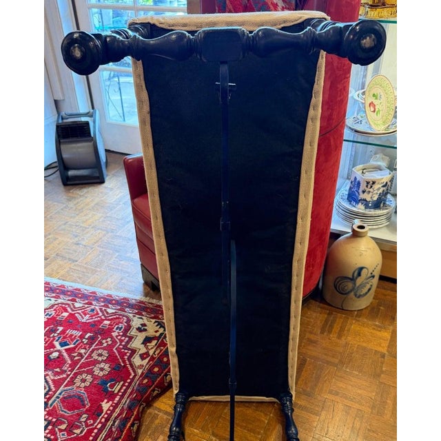 Early 20Thc Blue Painted Base & Linen Covered Seat For Sale - Image 10 of 11