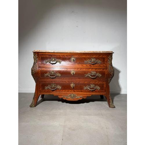 Antique Louis XV Style Commode with Marble Top For Sale - Image 3 of 15