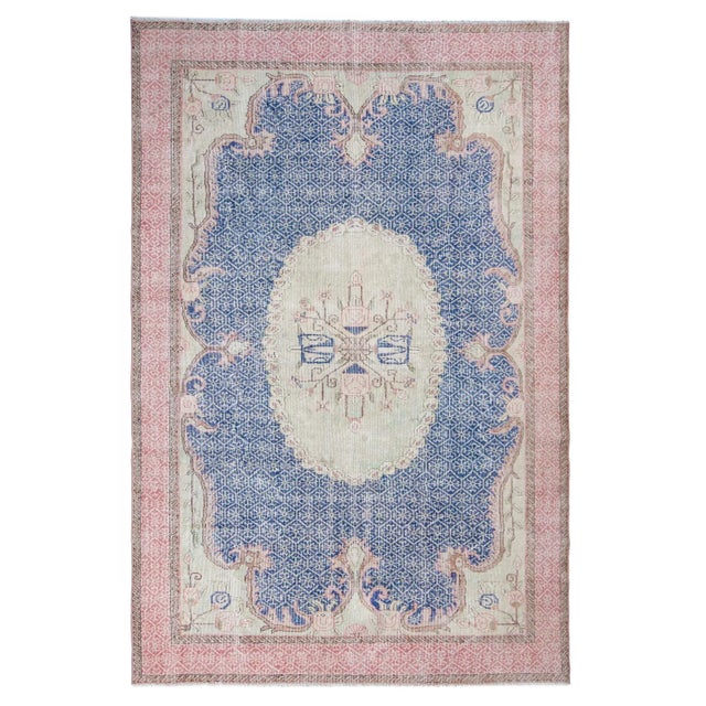 1960s Vintage Turkish Oushak Rug - 6′7″ × 10′3″ For Sale In Los Angeles - Image 6 of 6