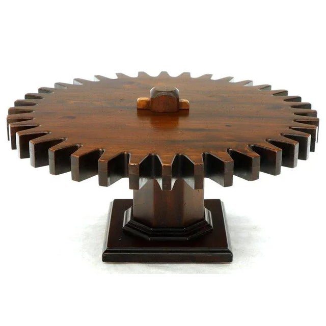 Very sharp looking Mid-Century Modern circa 1960s round gear top coffee table.