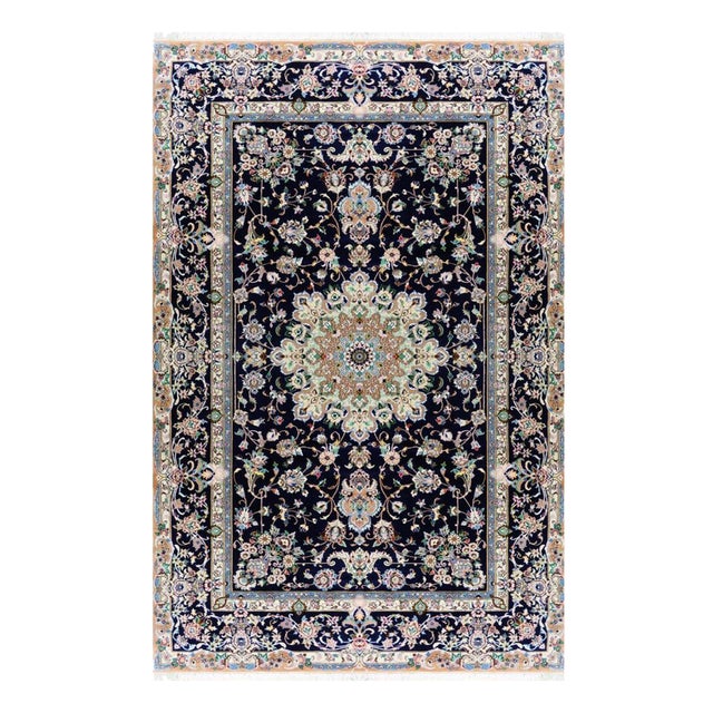 Middle Eastern Rug in Wool and Silk For Sale