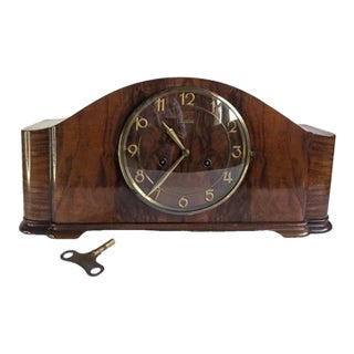 1940s Junghans Vintage Art Deco German Mantle Westminster Chime Clock For Sale