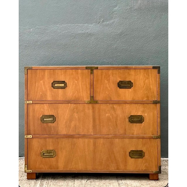 Vintage Baker Wood and Metal Campaign Chest For Sale In West Palm - Image 6 of 13