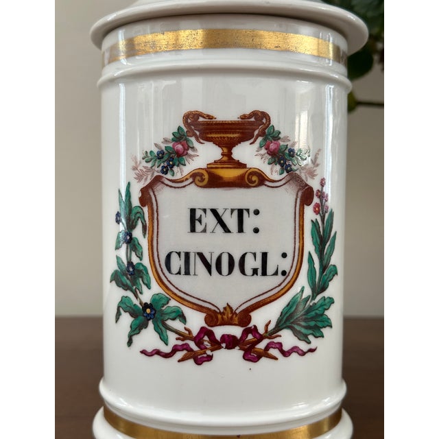 Pair Old Paris Apothecary Jars – Late 19th Century French Porcelain, Gilded & Hand Painted For Sale - Image 13 of 13