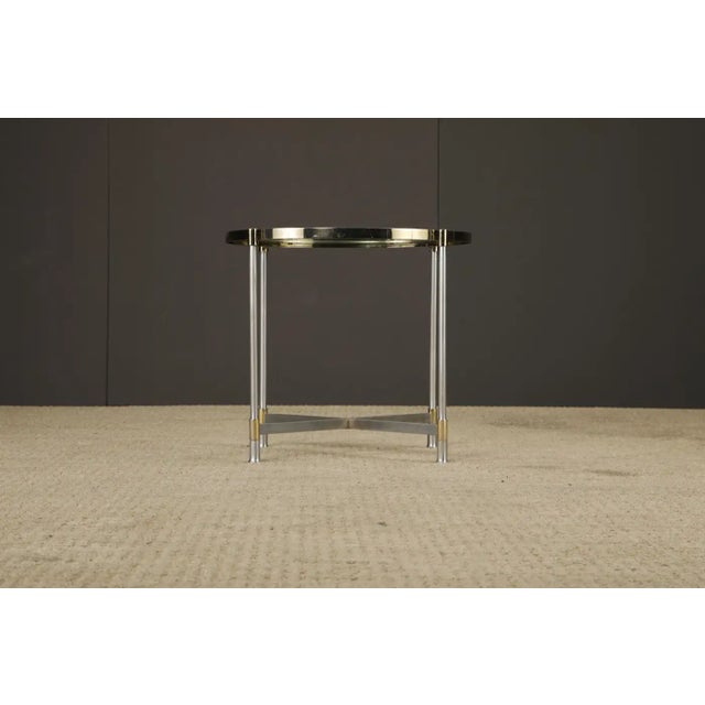 Maison Jansen Pair of Mid-Century Brass & Steel Side Tables in the Manner of Maison Jansen For Sale - Image 4 of 18