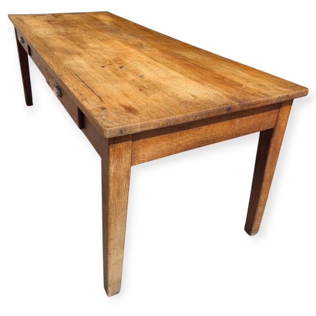 1900 - 1909 Antique French Farmhouse Table in Oak, 1900 For Sale - Image 5 of 18