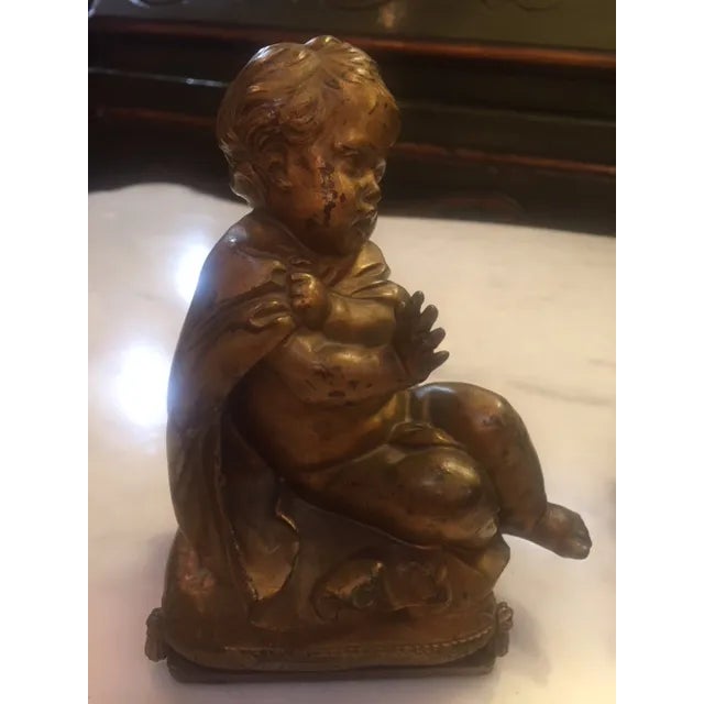 Pair of Gold Bronze Statue For Sale In Los Angeles - Image 6 of 9