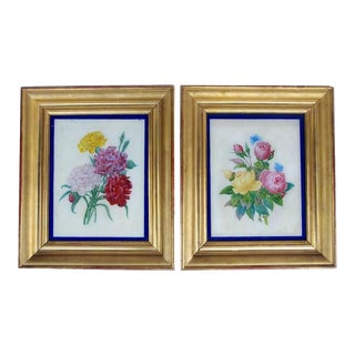 Restauration Style Reverse Glass Paintings, Late 19th Century, Set of 2 For Sale