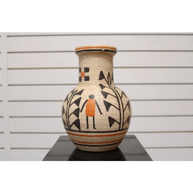 Antique White Cream Ceramic Vase With Native Motif by Berkeley House For Sale - Image 8 of 8