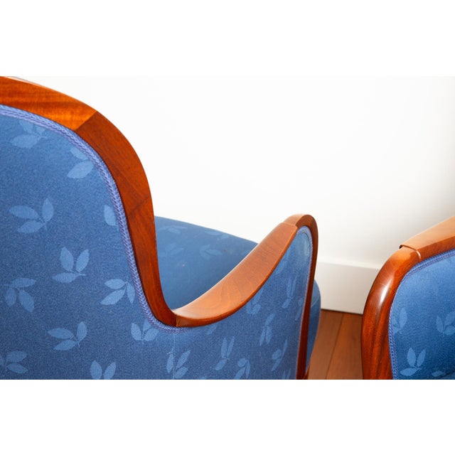 Blue Vintage Swedish Carl Malmsten Lounge Chairs, a Pair For Sale - Image 8 of 12