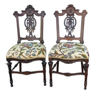 Pair of 19th Century Rosewood Princess Chairs Heavily Carved Detail Rosewood. For Sale