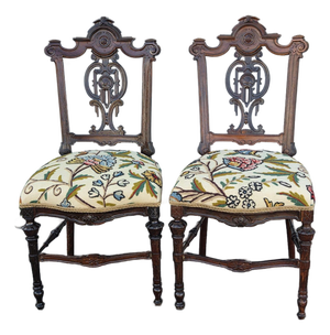 Pair of 19th Century Rosewood Princess Chairs Heavily Carved Detail Rosewood.