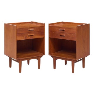 Borge Mogensen for Poul Dinesen Mid Century Danish Teak Nightstands - Pair For Sale