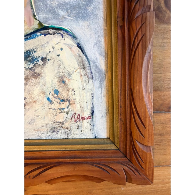 2020s 2026 Ruth Arenz Young Lady With Her Cat Painting in Vintage French Frame For Sale - Image 5 of 5