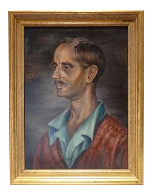 1940s Vintage Burr Singer Portrait of a Man Painting