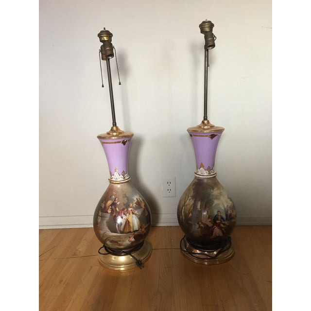 Antique Porcelain Victorian Lamps a Pair Chairish