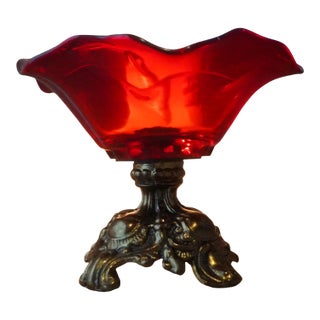 Ruby Red Compote Bowl For Sale