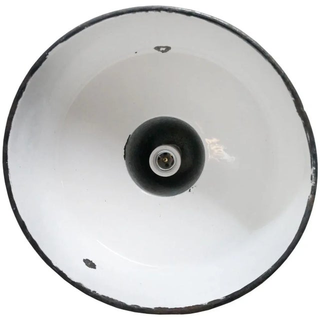 Industrial Vintage Industrial Gray Enamel Pendant Light For Sale - Image 3 of 5