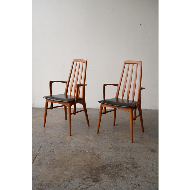 Set of six mid-century Danish teak “Eva” dining chairs, designed by Niels Koefoed in 1964 for Koefoed Hornslet. This set...