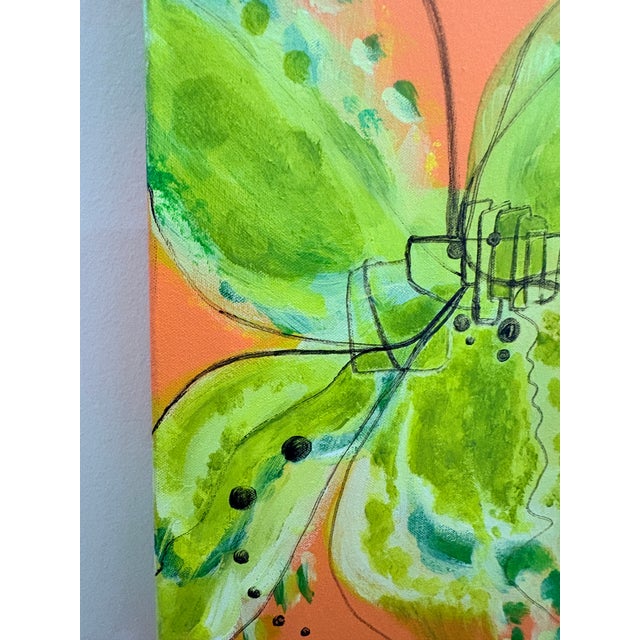 Abstract Michelle Zastawny Signed Original Abstract Botanical Painting on Canvas For Sale - Image 3 of 17