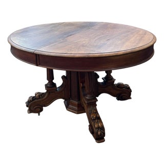 Late 19th Century Belgian Oval Walnut Pedestal Table For Sale