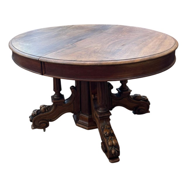 Late 19th Century Belgian Oval Walnut Pedestal Table For Sale