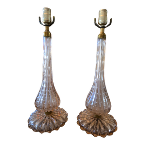 Vintage Mid-Century Modern Murano Style Lamps - a Pair
