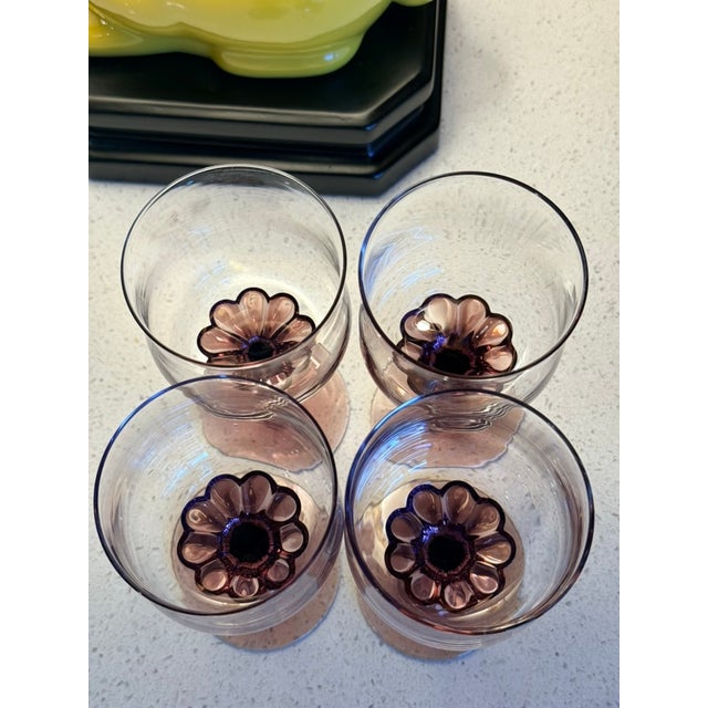 Fostoria Glass Company 1970s Fostoria Corsage Plum Wine Goblets, Set of Four For Sale - Image 4 of 5
