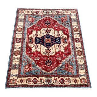 Afghan Medallion Persian Heriz Rug For Sale