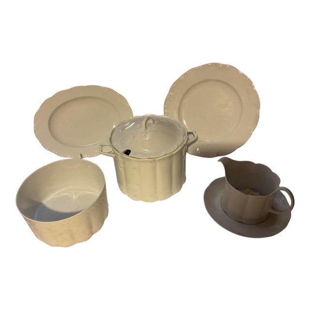 New 1970s Porcelain White, Called White Gold - Set of 29 Pieces For Sale
