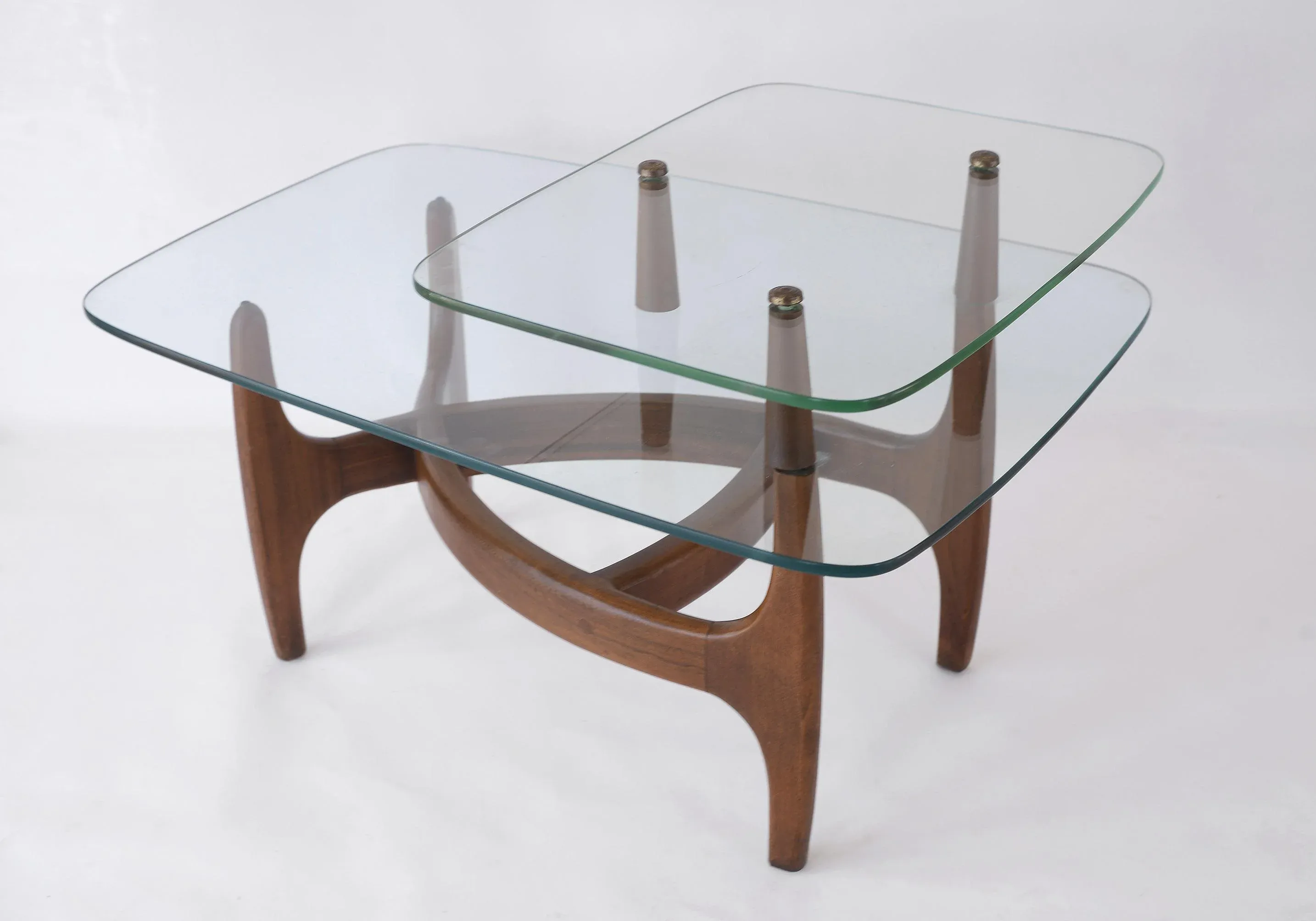 Mid Century c.e. Waltman for Tonk Mfg Glass Step Side Table | Chairish