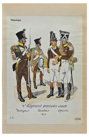 Herbert Knotel, Regiment Prov. Croate (French Army), Original Ink & Watercolor Drawing, 1940s
